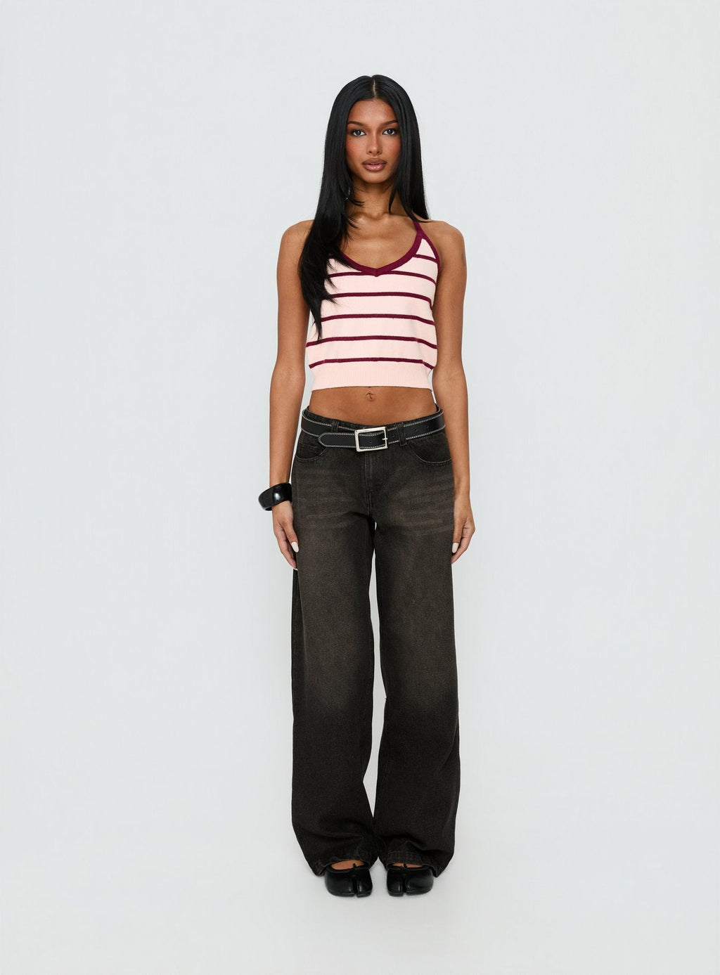 Korinne Low Rise Baggy Jeans Washed Charcoal