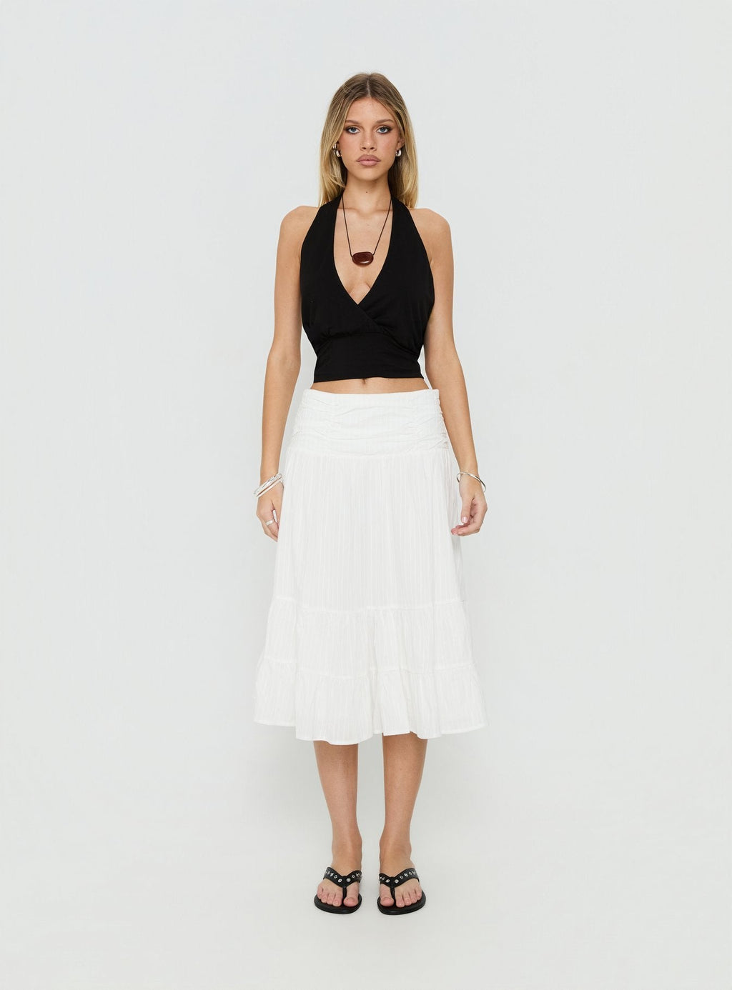 Silver Springs Midi Skirt White