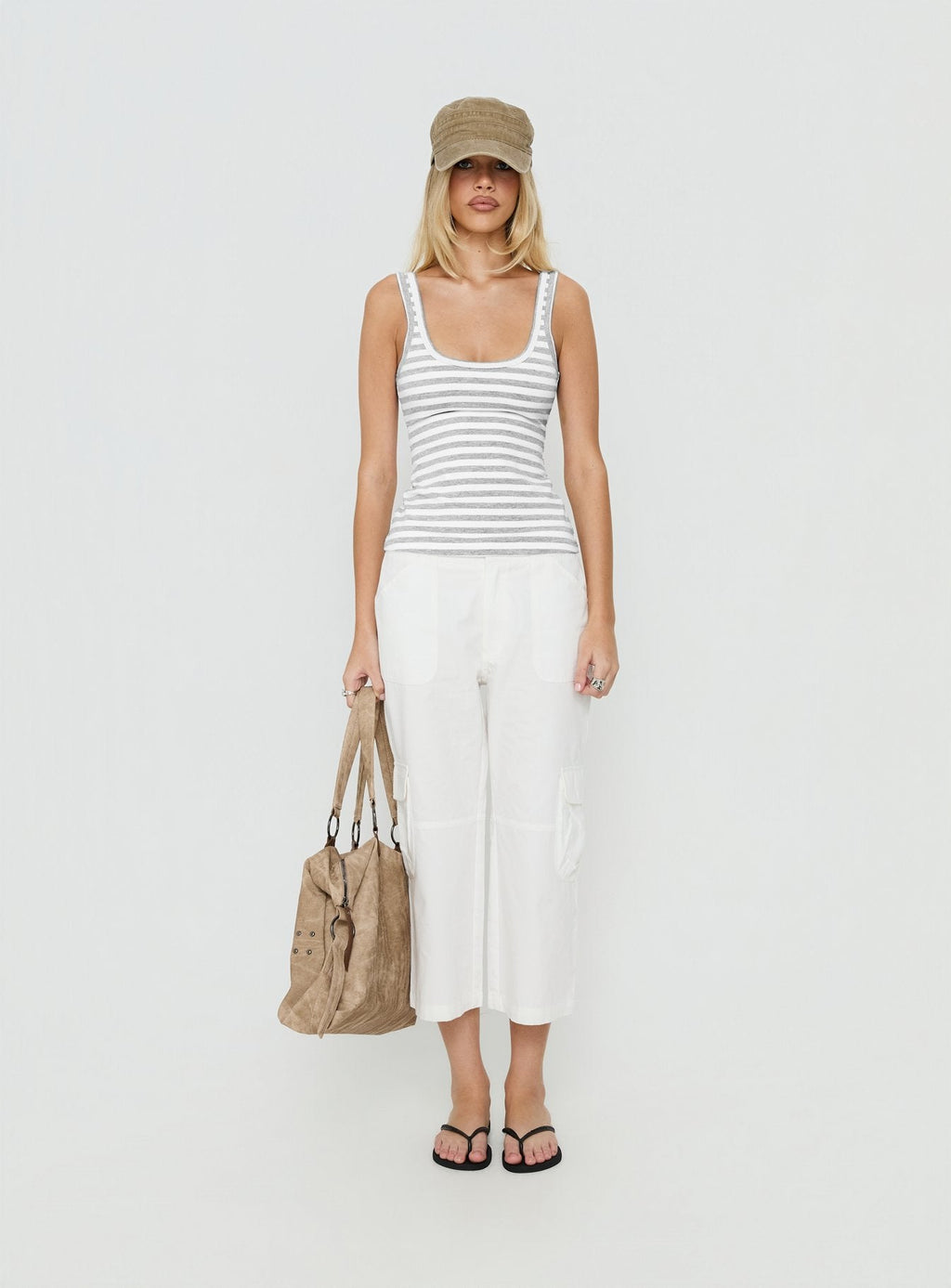 Indee Cropped Cargo Pants White