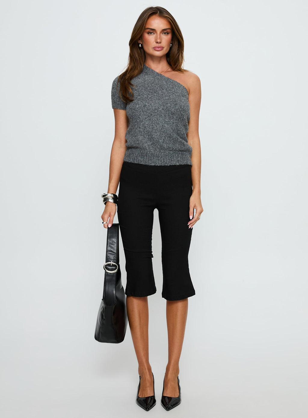 Alysson One Shoulder Top Grey