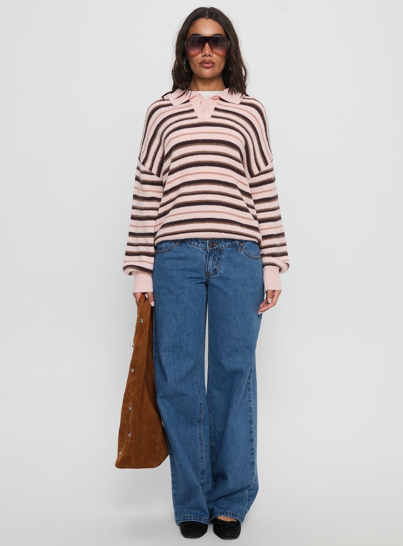Highlands Low Rise Wide Leg Jeans Mid Blue Wash