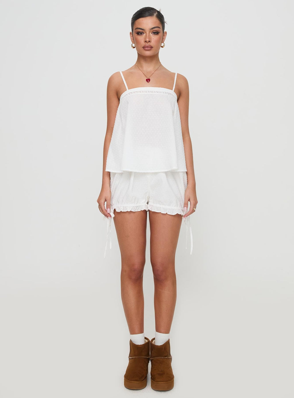Invisible String Lace Sleep Top White