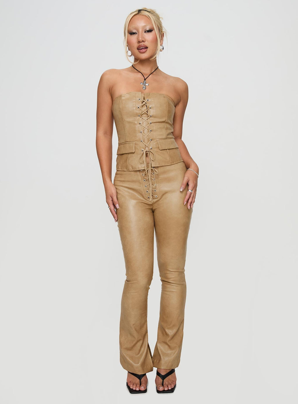 Anaheim Strapless Top Beige