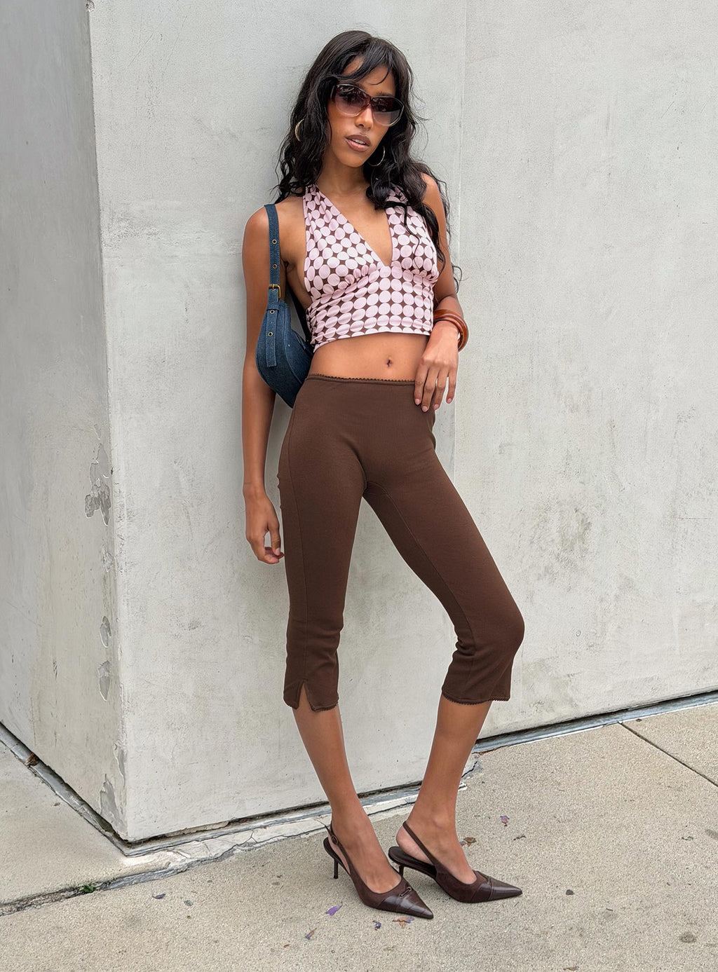 Baseline Rib Capri Pants Chocolate