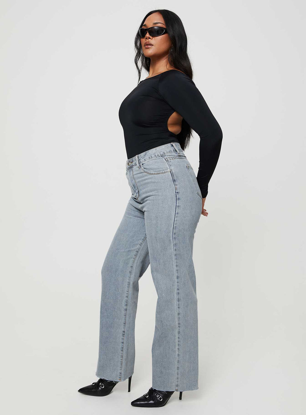 Kalinda High Rise Straight Leg Jeans Blue