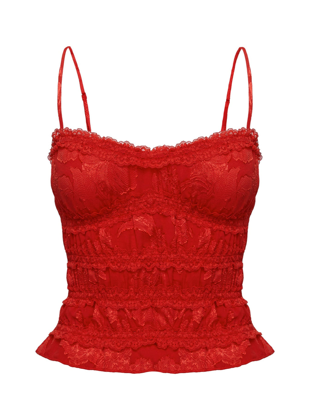 Angelie Jacquard Ruched Top Red