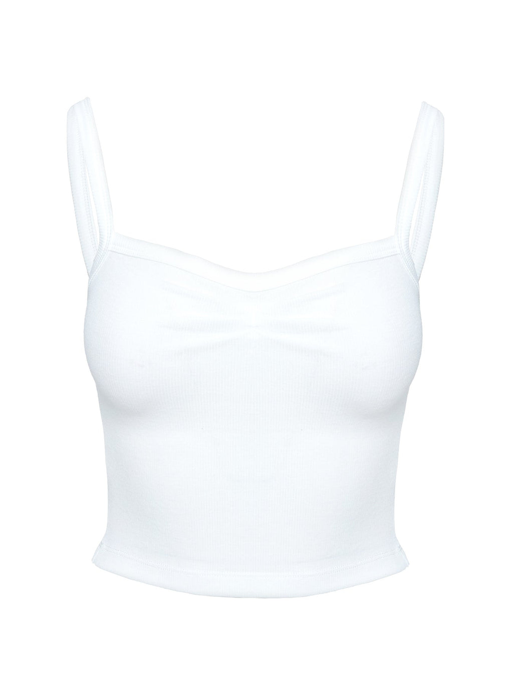 Essentials Ruched Rib Cami Top White