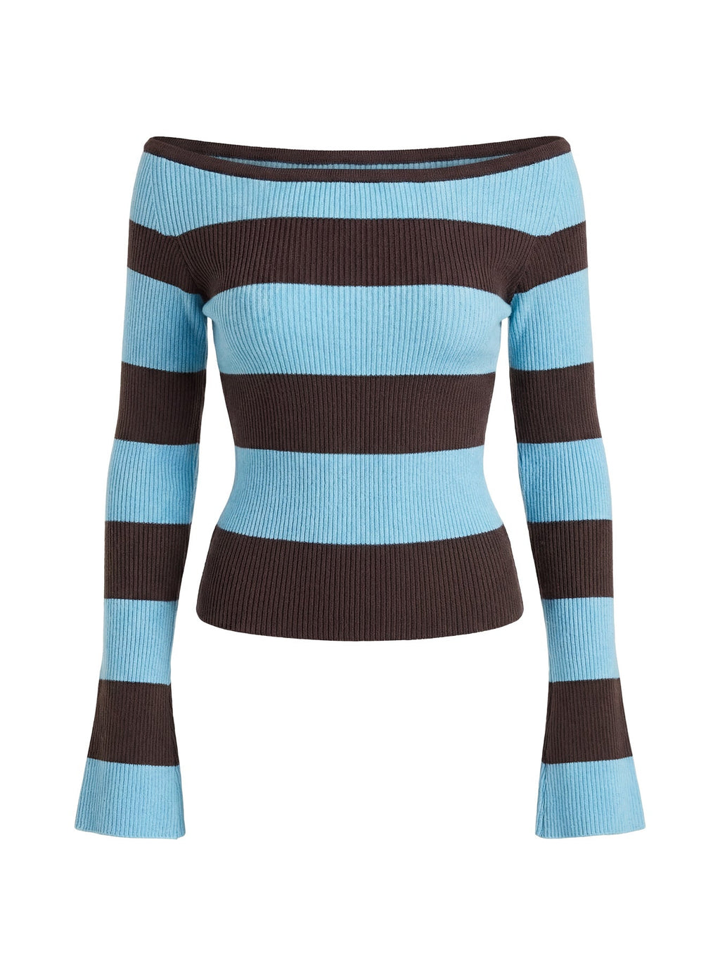 Ahani Off Shoulder Knit Top Blue / Brown
