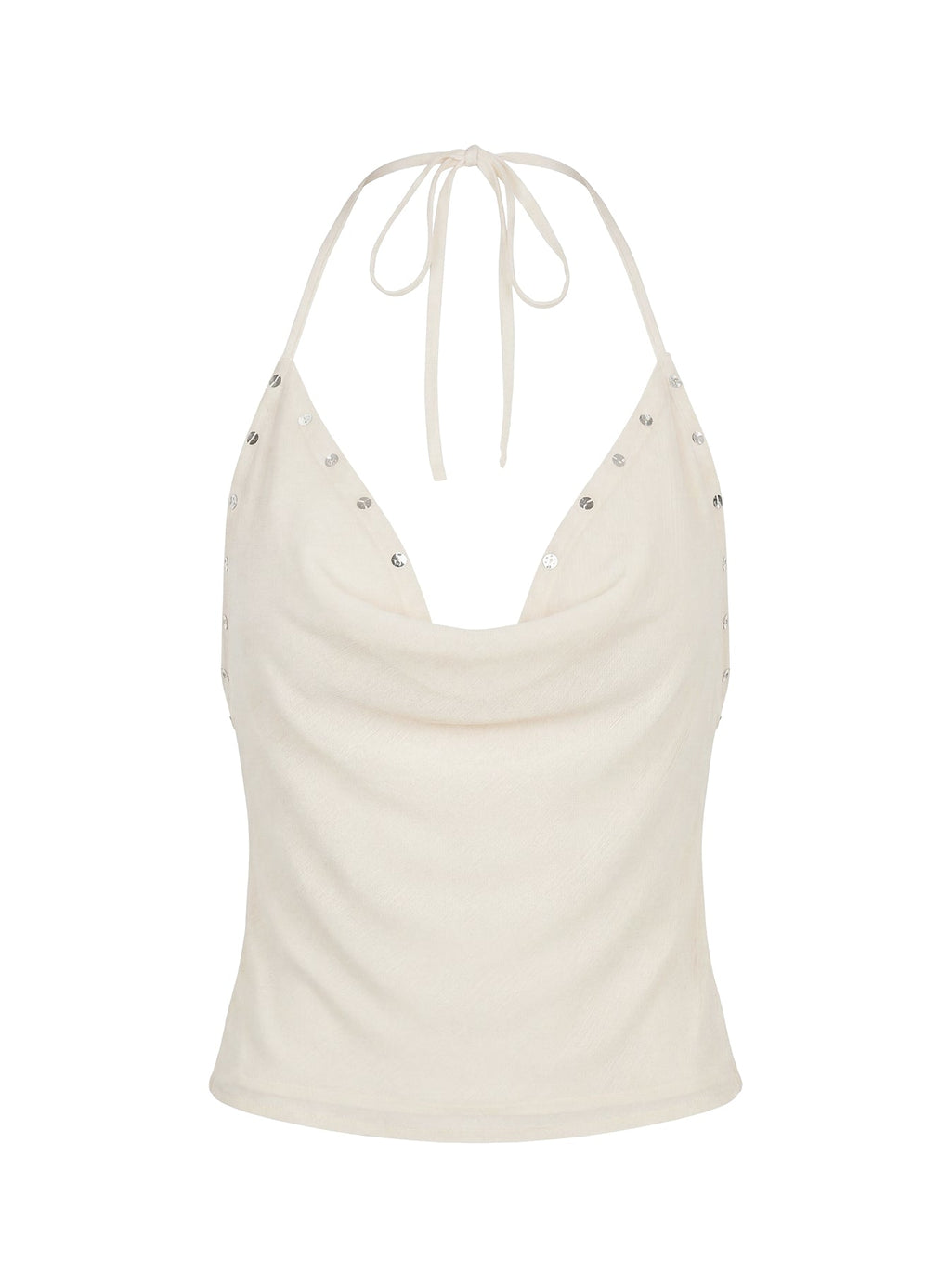 Gemmina Halter Sequin Top Cream