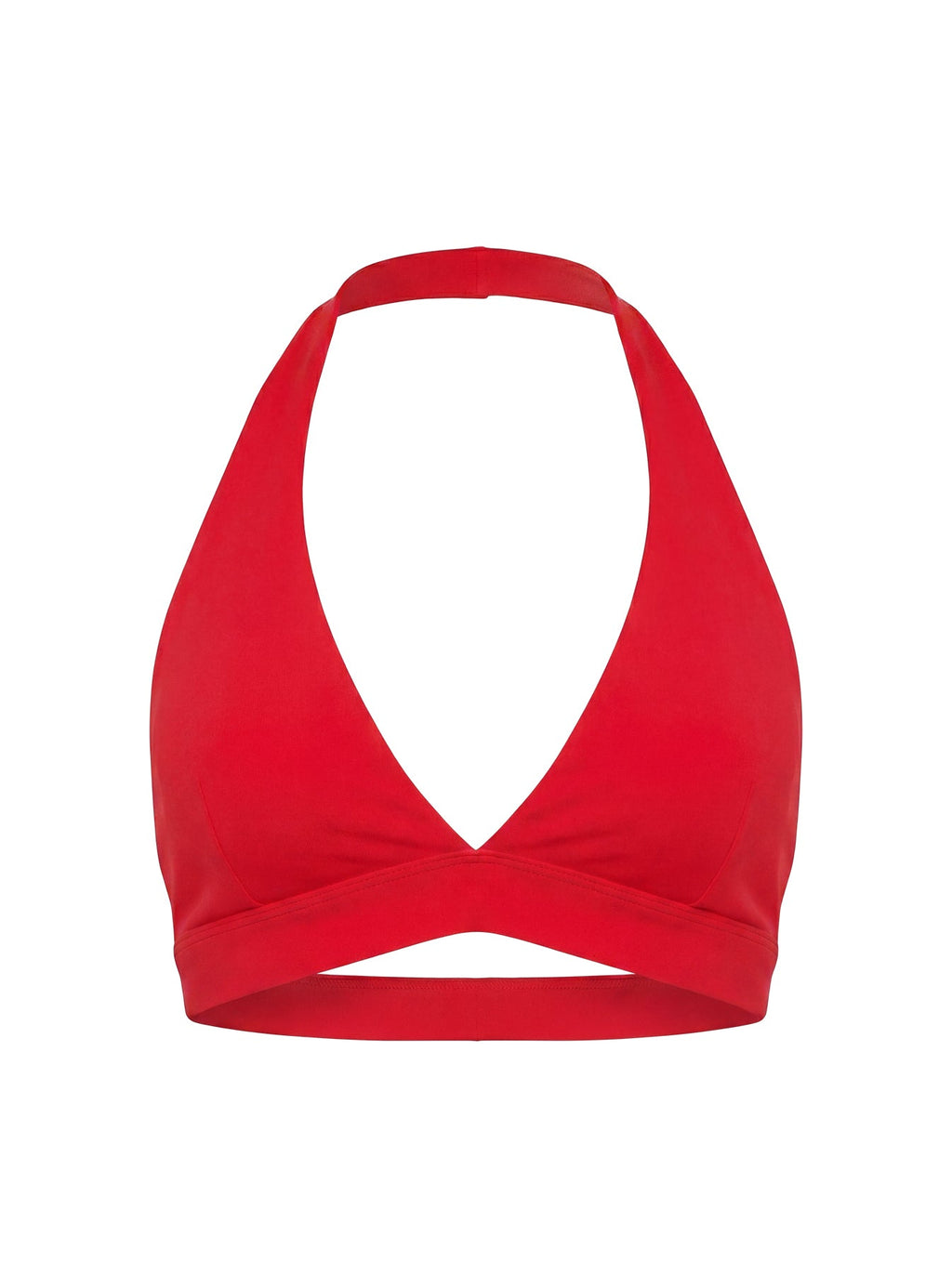 In Motion Active Plunge Halter Crop Top Red
