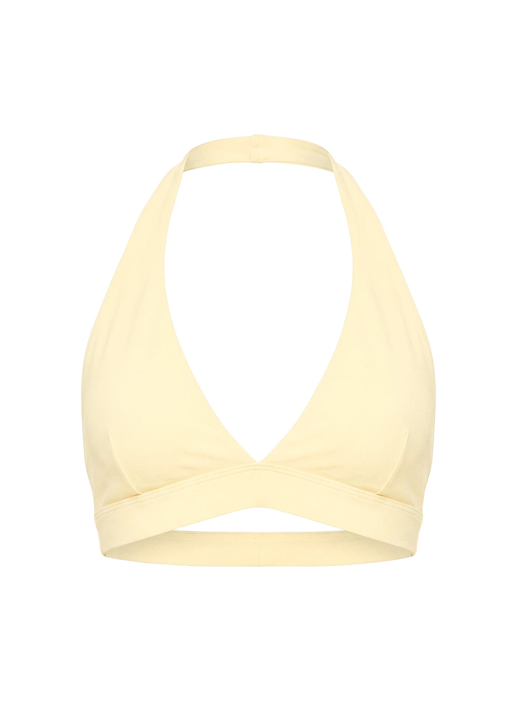 In Motion Active Plunge Halter Crop Top Yellow
