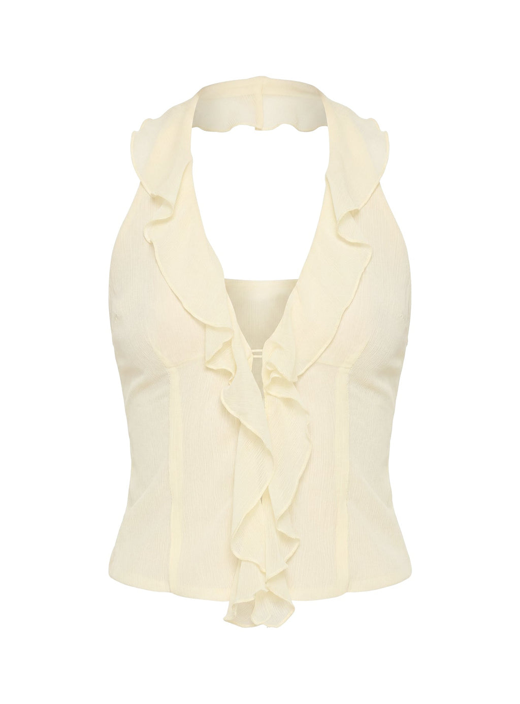 Jazania Frill Halter Top Butter Yellow