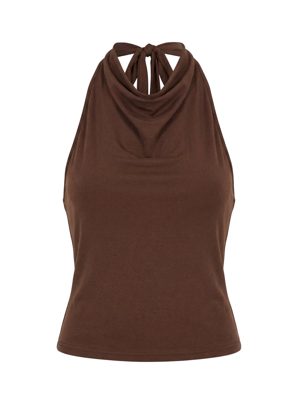 Katiana High Neck Cowl Top Brown