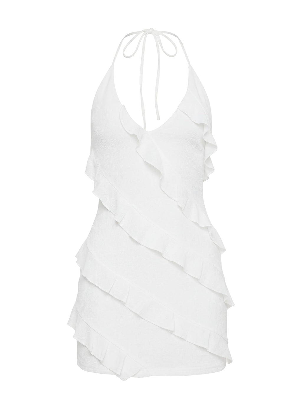 Marinna Halter Ruffle Mini Dress White
