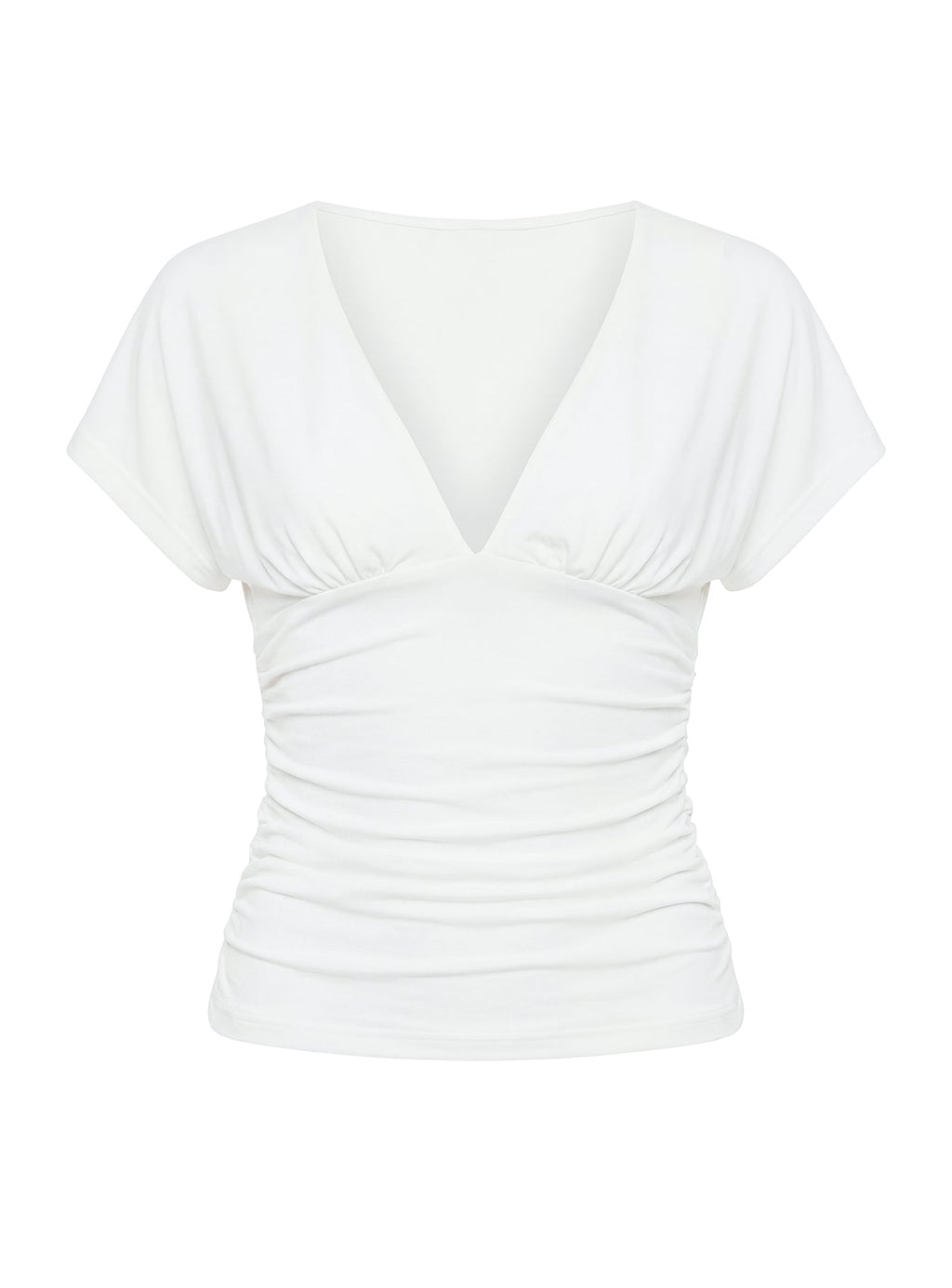 Mattey Cinched V Neck Top White