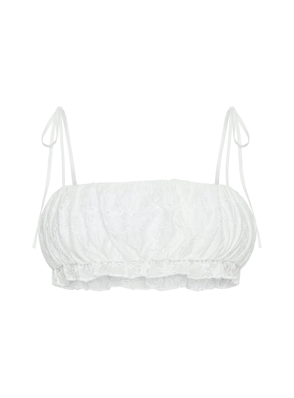 Queens Boulevard Frill Crop Top White