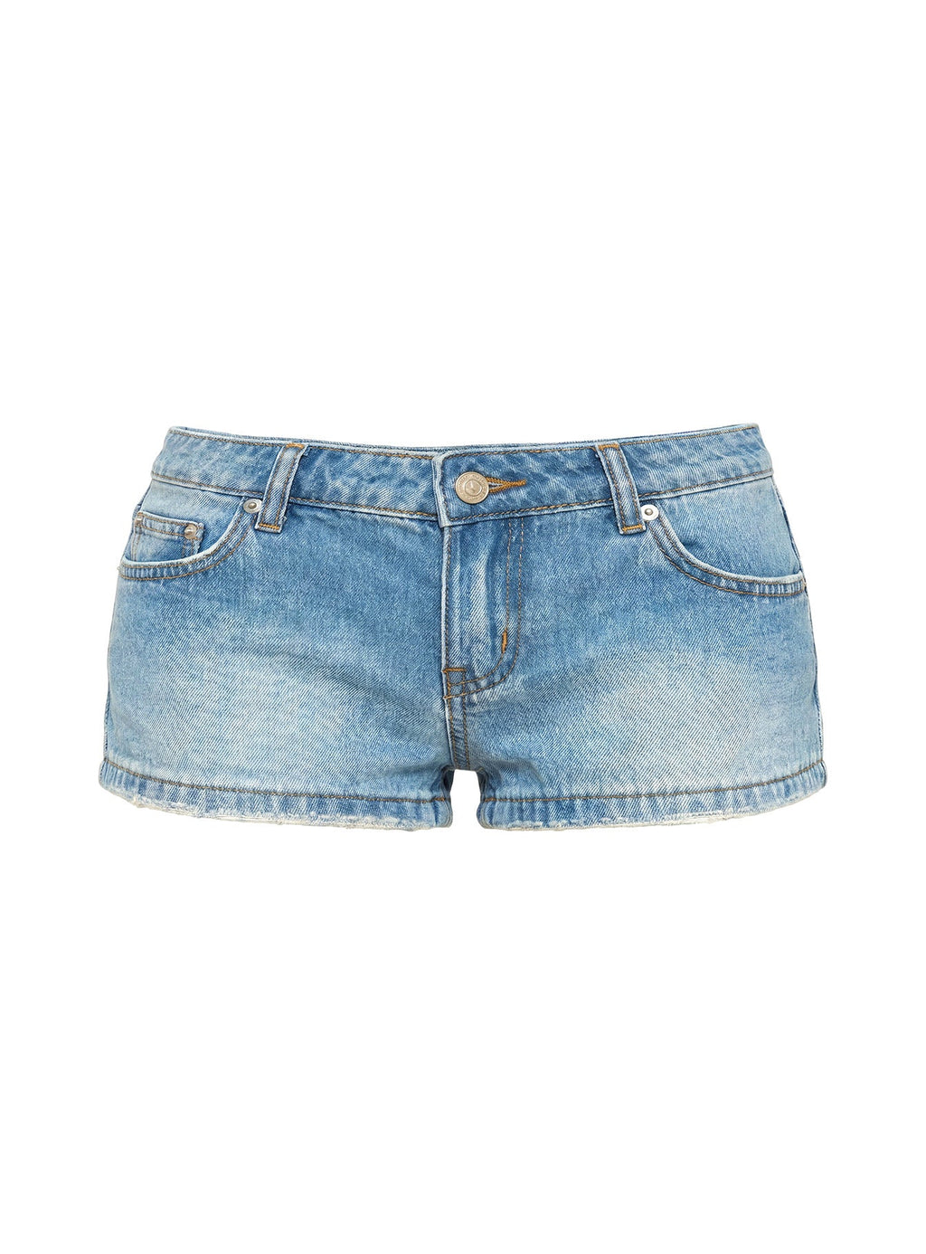 Roadie Ultra Low Rise Shorts Mid Blue Wash