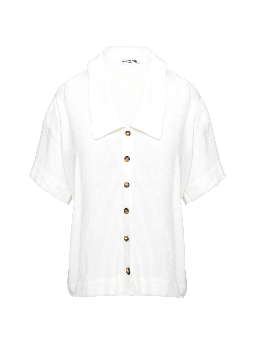 Goody Linen Button Front Top White
